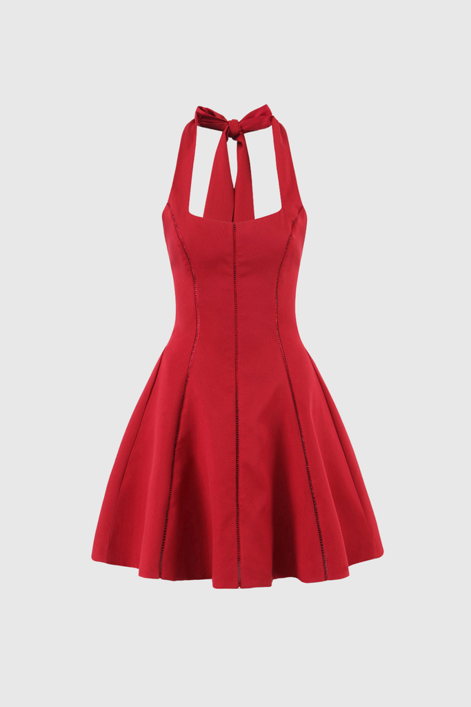 Shop  red dress - Perfect for special occasions | Beckham Halter Neck Ruffle Mini Dress In Red