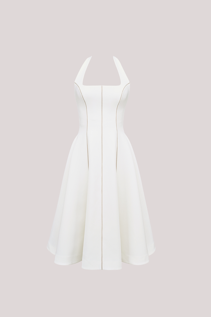 Stylish beautiful dress | Beckham Halter Neck Stripe Ruffle Midi Dress - Ideal for special occasions