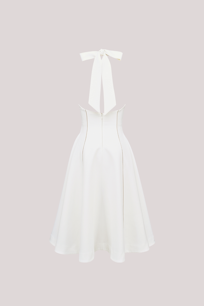 Stylish beautiful dress | Beckham Halter Neck Stripe Ruffle Midi Dress - Ideal for special occasions