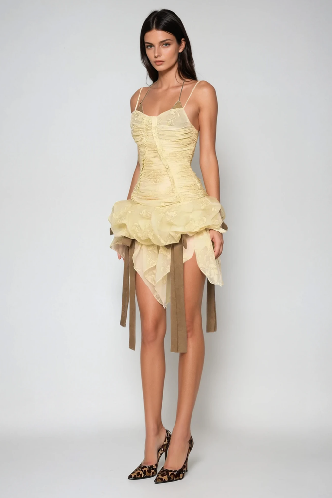 Shop  beautiful dress - Perfect for special occasions | Bedagi Ruch Halter Neck Ruffle Fringe Mini Dress
