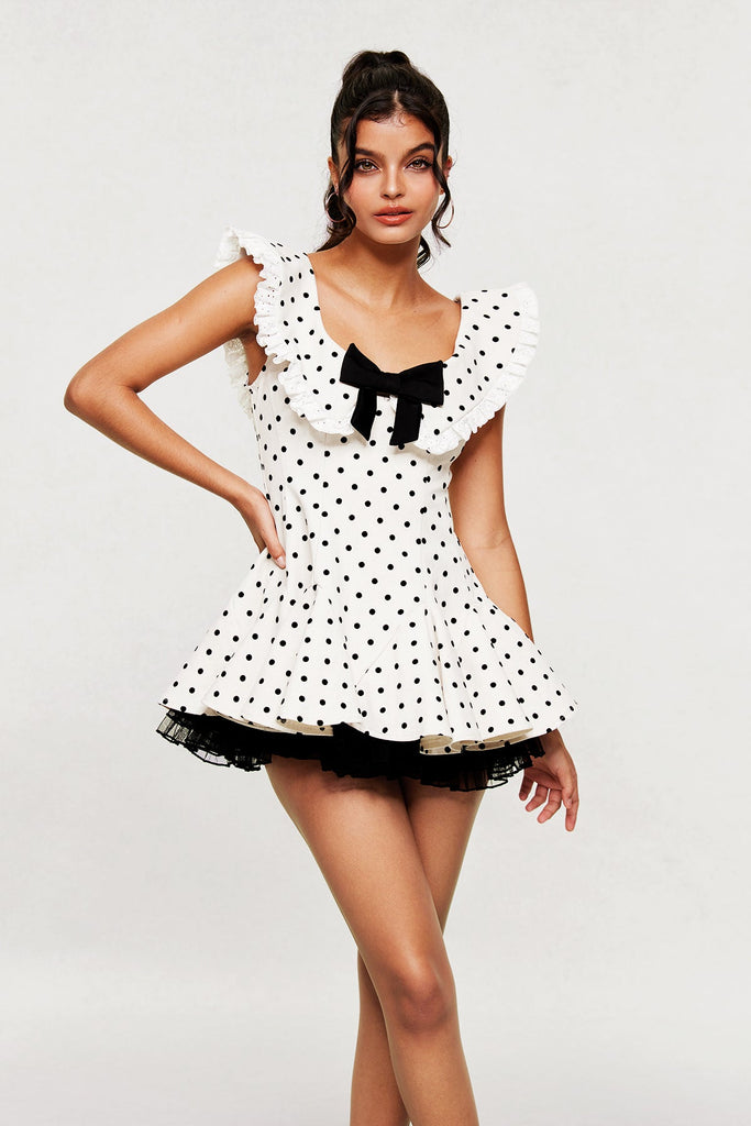 Stylish beautiful dress | Bede Dot Plunge Lace Ruffle Mini Dress - Ideal for special occasions