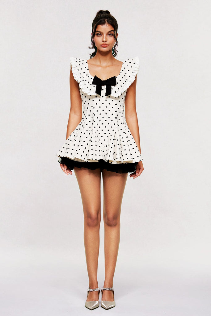Stylish beautiful dress | Bede Dot Plunge Lace Ruffle Mini Dress - Ideal for special occasions