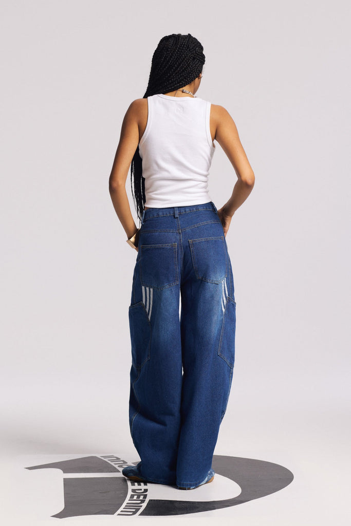 Shop  beautiful dress - Perfect for special occasions | Bee Stripe Pocket Wide Jeans