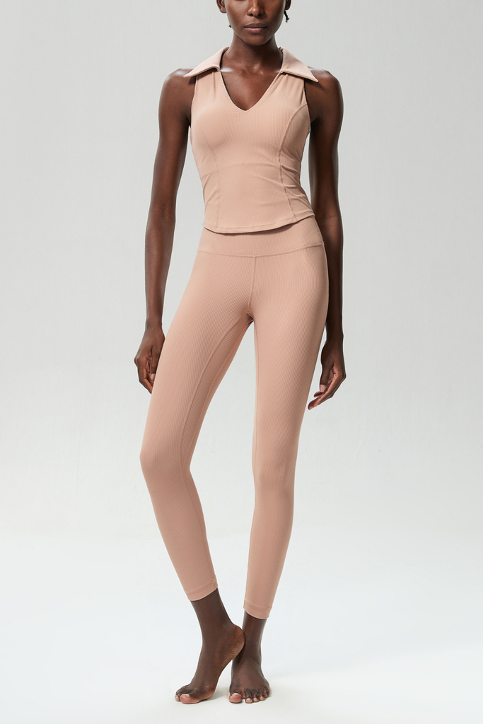 Beil Lapel Sleeveless Bodycon Top In Apricot - Stylish beautiful dress for special occasions | Buy Online