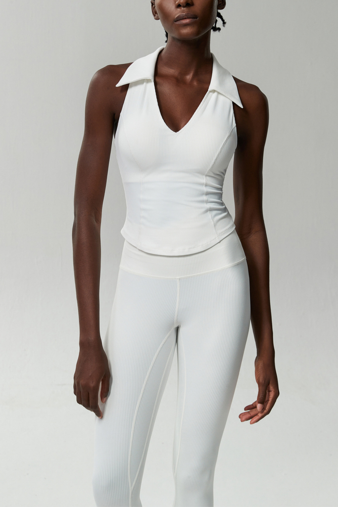 Beil Lapel Sleeveless Bodycon Top In White - Stylish white dress for special occasions | Buy Online