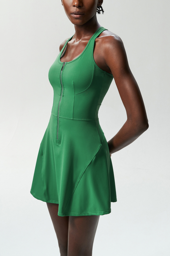 Shop  green dress - Perfect for special occasions | Beiwen Zipper Sleeveless Mini Dress In Green