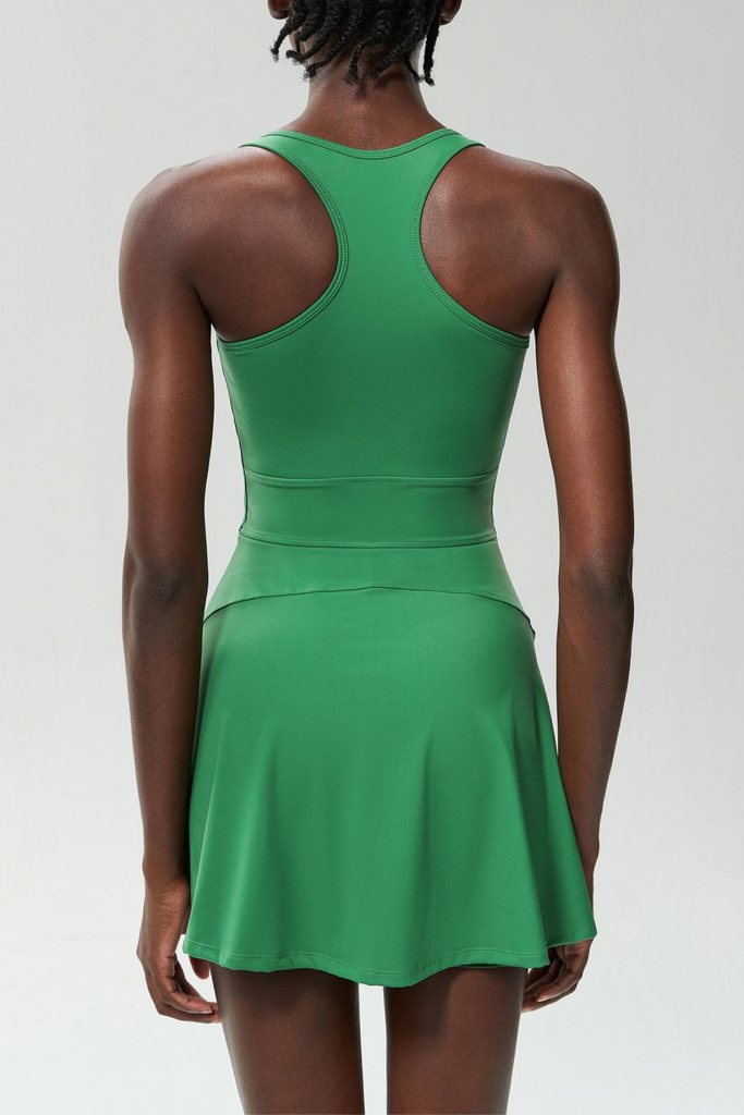 Stylish green dress | Beiwen Zipper Sleeveless Mini Dress In Green - Ideal for special occasions