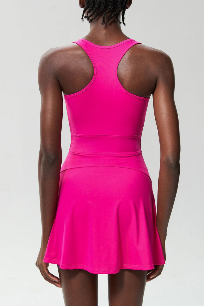 Stylish pink dress | Beiwen Zipper Sleeveless Mini Dress In Hot Pink - Ideal for special occasions