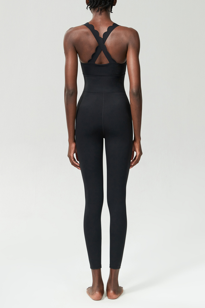 Shop  black dress - Perfect for special occasions | Bel Wave Cross Yoga Jumpsuit In Black
