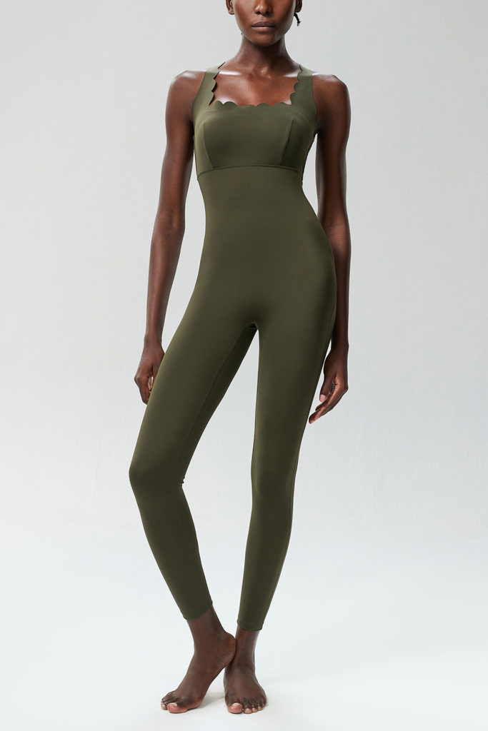Stylish green dress | Bel Wave Cross Yoga Jumpsuit In Green - Ideal for special occasions