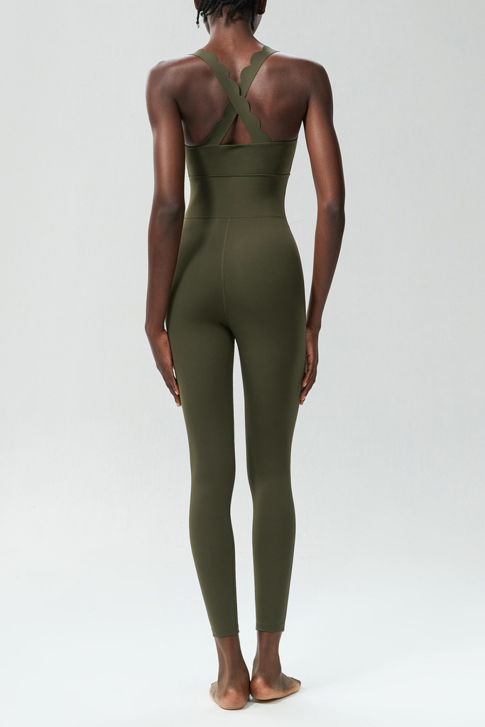 Shop  green dress - Perfect for special occasions | Bel Wave Cross Yoga Jumpsuit In Green