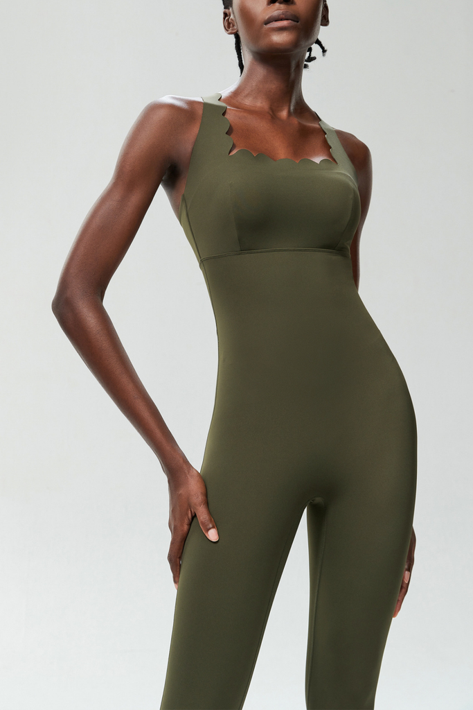 Shop  green dress - Perfect for special occasions | Bel Wave Cross Yoga Jumpsuit In Green