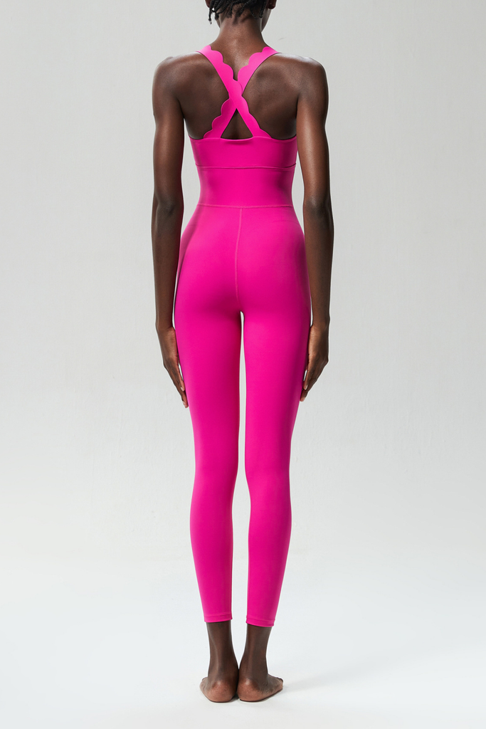 Stylish pink dress | Bel Wave Cross Yoga Jumpsuit In Hot Pink - Ideal for special occasions