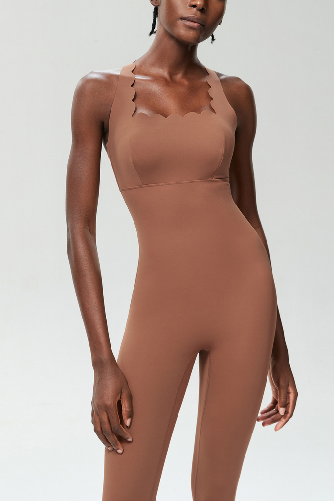 Stylish beautiful dress | Bel Wave Cross Yoga Jumpsuit In Khaki - Ideal for special occasions