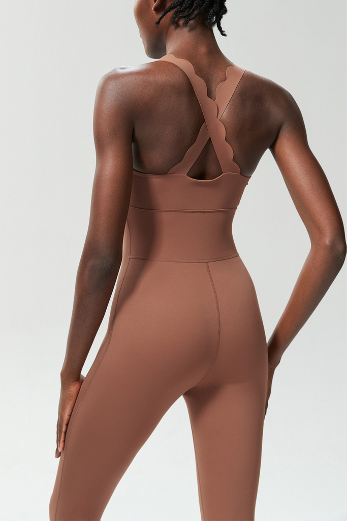 Shop  beautiful dress - Perfect for special occasions | Bel Wave Cross Yoga Jumpsuit In Khaki