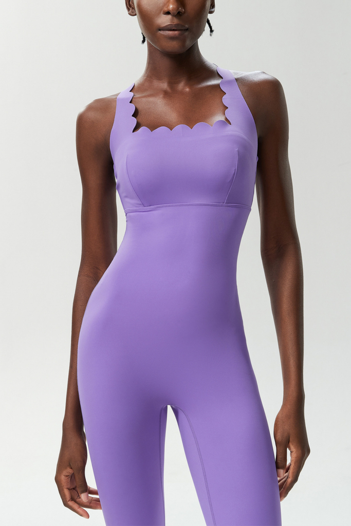 Bel Wave Cross Yoga Jumpsuit In Purple - Stylish purple dress for special occasions | Buy Online