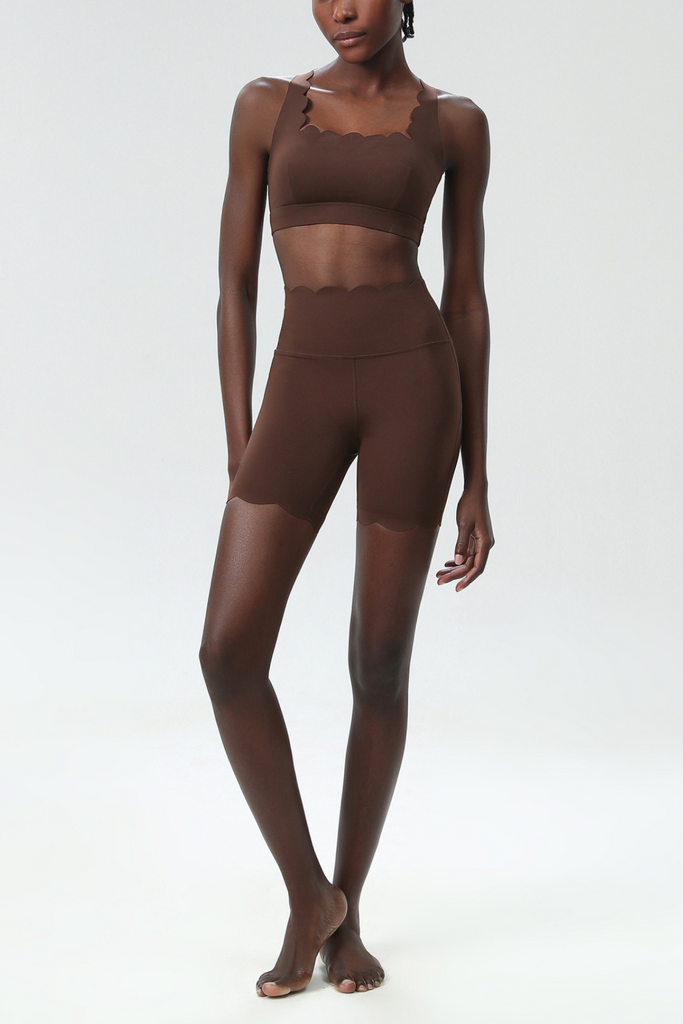 Bela Cross Wave Bodycon Pants Set In Brown - Stylish brown dress for special occasions | Buy Online
