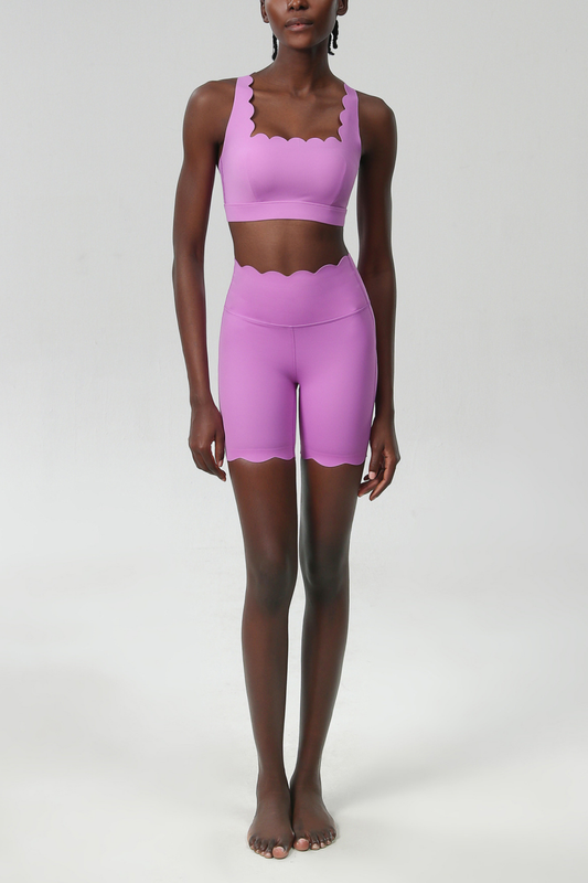 Bela Cross Wave Bodycon Pants Set In Slight Pink