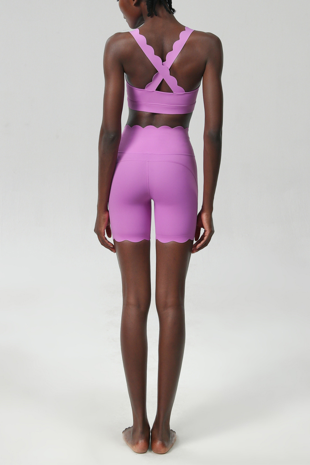 Bela Cross Wave Bodycon Pants Set In Slight Pink