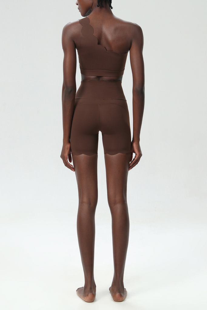 Bela One Shouder Wave Bodycon Pants Set In Brown - Stylish brown dress for special occasions | Buy Online