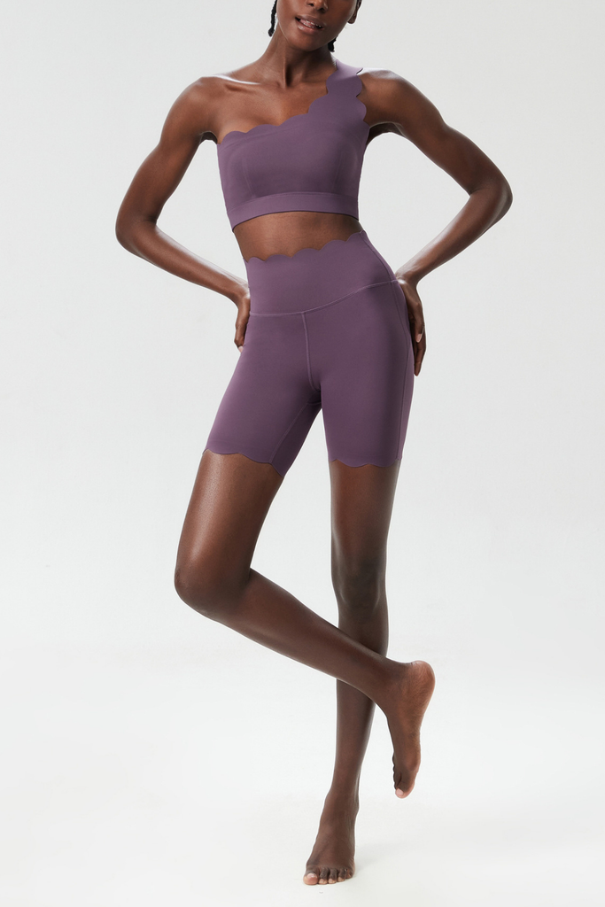 Shop  purple dress - Perfect for special occasions | Bela One Shouder Wave Bodycon Pants Set In Deep Purple