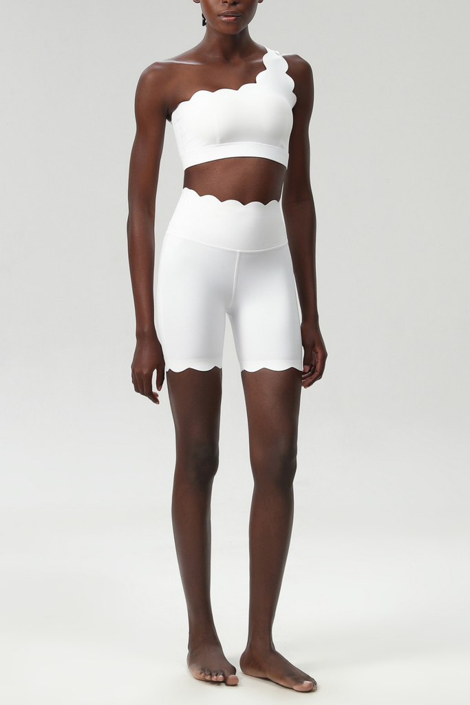 Bela One Shouder Wave Bodycon Pants Set In White - Stylish white dress for special occasions | Buy Online