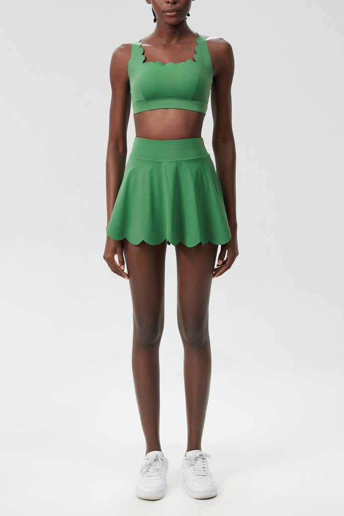 Belah Cross Wave Bodycon Ruffle Skirt Set In Green - Stylish green dress for special occasions | Buy Online