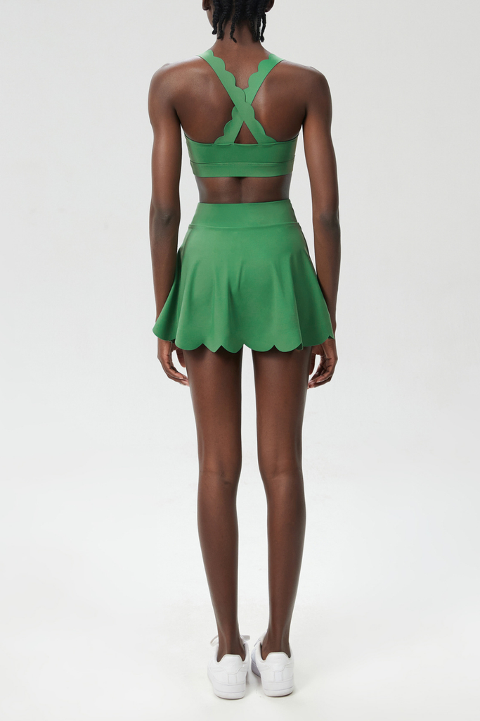 Stylish green dress | Belah Cross Wave Bodycon Ruffle Skirt Set In Green - Ideal for special occasions