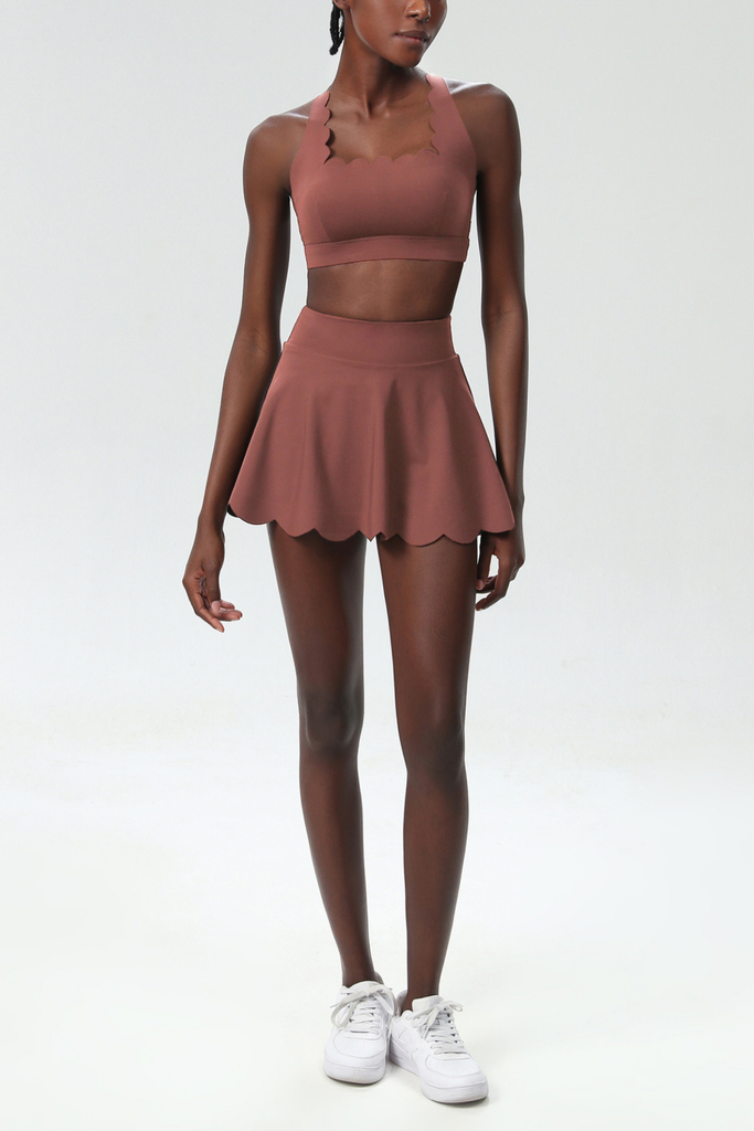 Stylish beautiful dress | Belah Cross Wave Bodycon Ruffle Skirt Set In Khaki - Ideal for special occasions