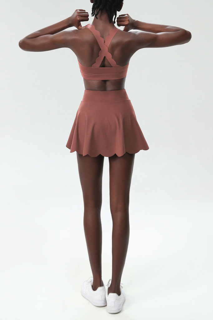 Shop  beautiful dress - Perfect for special occasions | Belah Cross Wave Bodycon Ruffle Skirt Set In Khaki