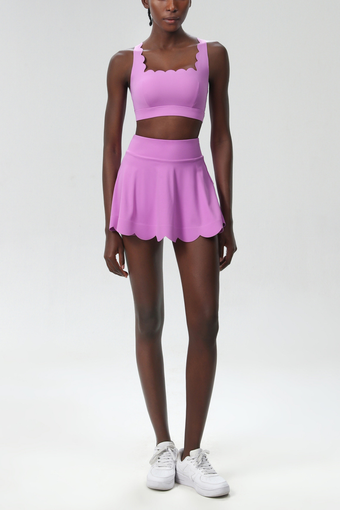 Shop  purple dress - Perfect for special occasions | Belah Cross Wave Bodycon Ruffle Skirt Set In Slight Purple