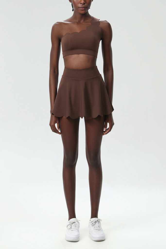 Stylish purple dress | Belah One Shouder Wave Ruffle Skirt Set In Deep Purple - Ideal for special occasions