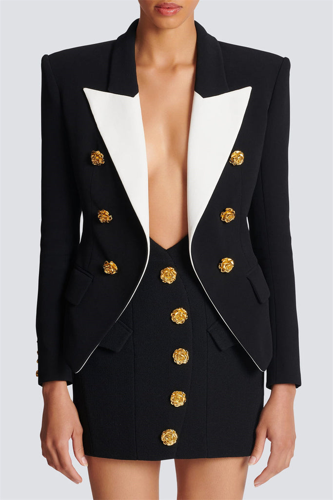 Belen Roses Buttons Embellished Blazer - Stylish beautiful dress for special occasions | Buy Online
