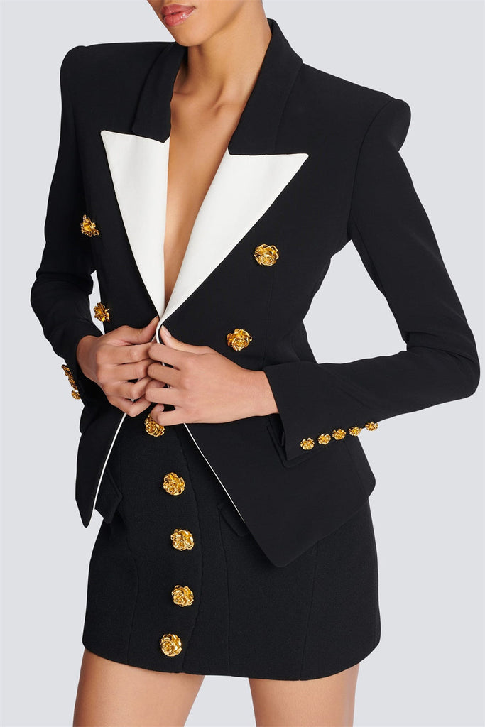 Stylish beautiful dress | Belen Roses Buttons Embellished Blazer - Ideal for special occasions