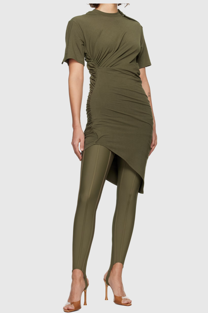 Stylish green dress | Belgin Ruch Asymmetric Short Sleeve Mini Dress In Green - Ideal for special occasions