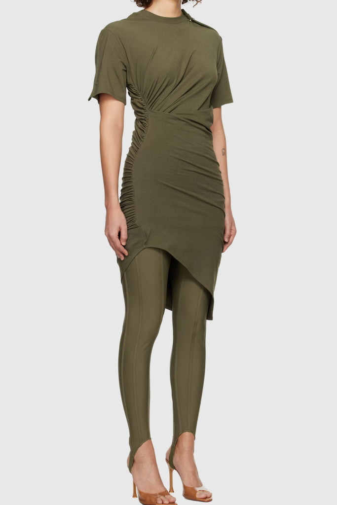 Shop  green dress - Perfect for special occasions | Belgin Ruch Asymmetric Short Sleeve Mini Dress In Green