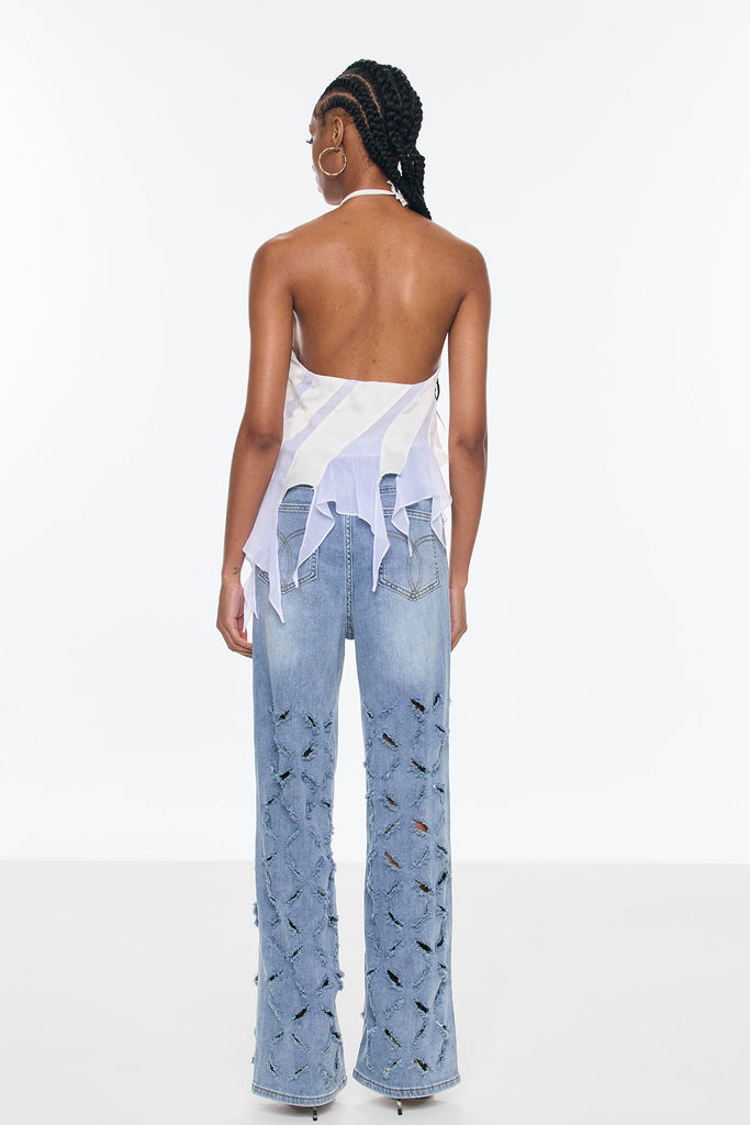 Stylish beautiful dress | Belicia Rhinestone Fringe Ripped Jeans - Ideal for special occasions