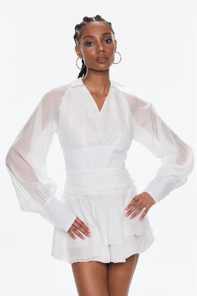 Stylish beautiful dress | Bellachay Plunge Ruch Ruffle Mesh Mini Dress - Ideal for special occasions