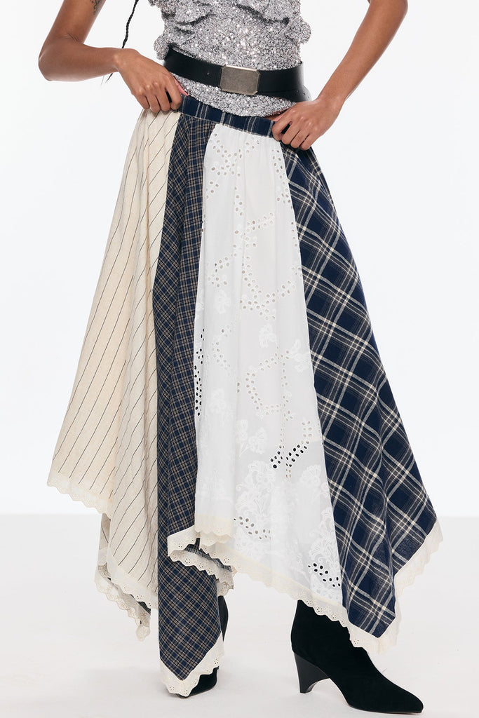 Shop  beautiful dress - Perfect for special occasions | Belva Deconstruct Asymmetric Grid Skirt