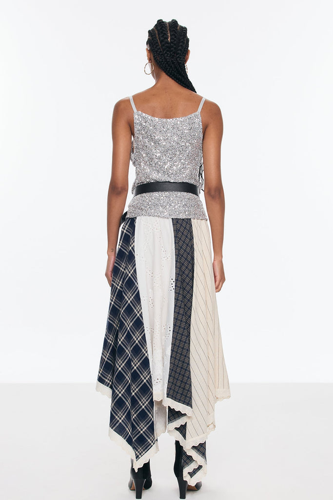 Shop  beautiful dress - Perfect for special occasions | Belva Deconstruct Asymmetric Grid Skirt