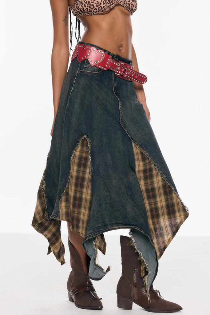 Bendek Deconstruct Grid Fringe Skirt - Stylish beautiful dress for special occasions | Buy Online