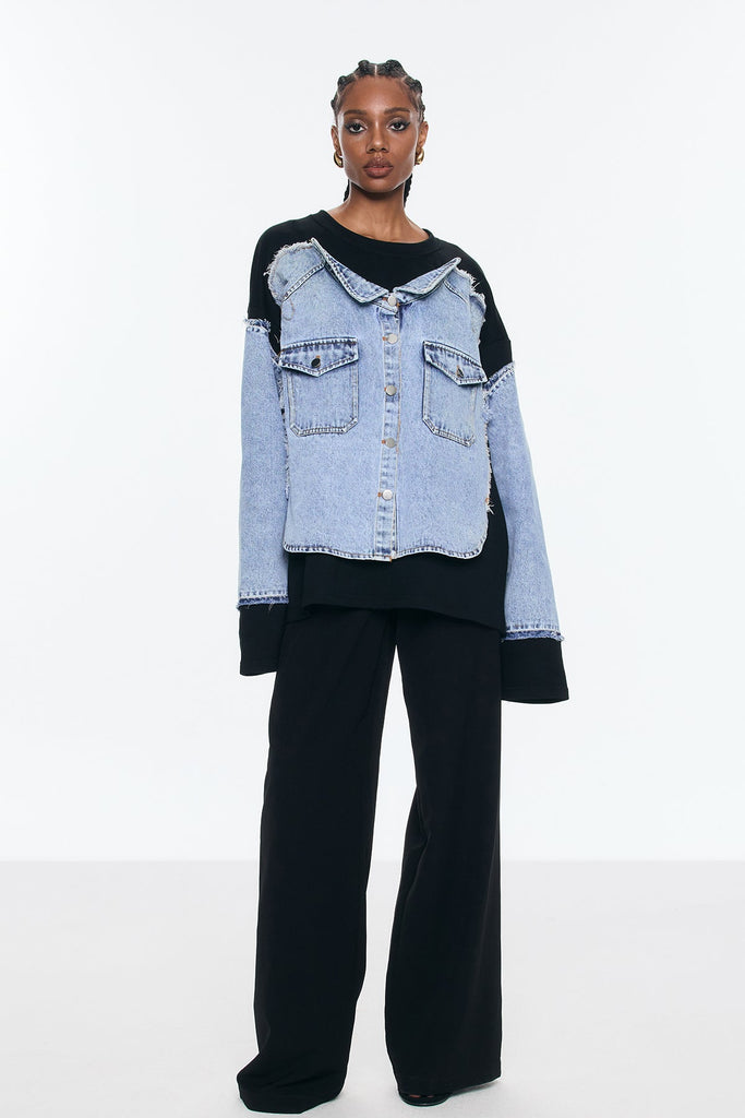 Benitez Deconstruct Denim Top - Stylish beautiful dress for special occasions | Buy Online