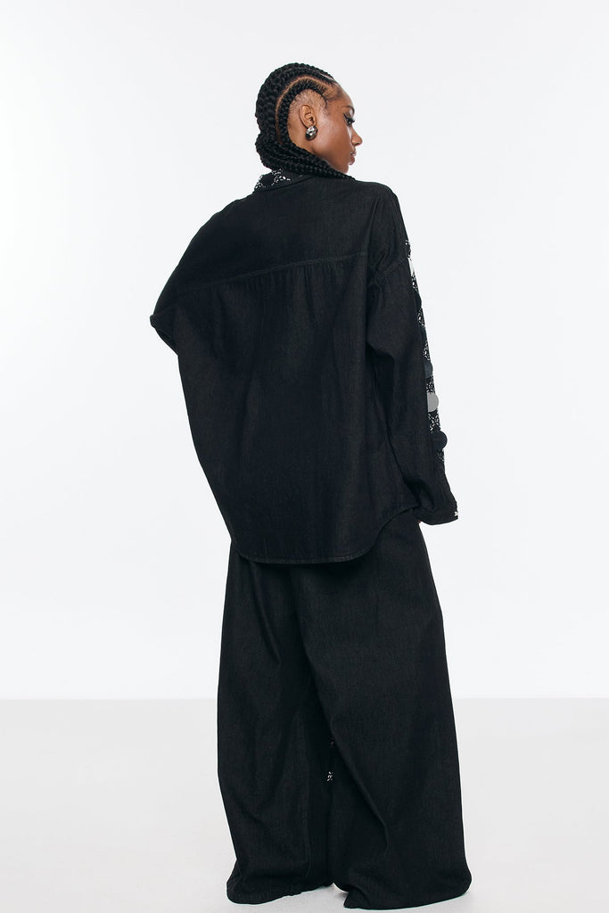 Stylish beautiful dress | Benoni Sequin Grid Rhinestone Denim Pants Set - Ideal for special occasions