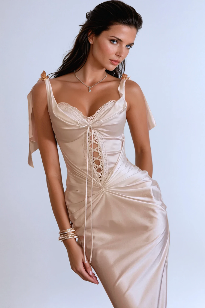 Shop  beautiful dress - Perfect for special occasions | Beowulf Satin Corset Midi Dress