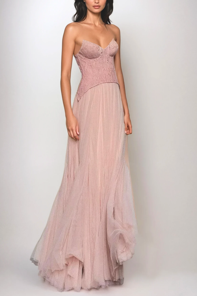 Stylish beautiful dress | Beppe Lace Corset Tulle Dress In Blush - Ideal for special occasions