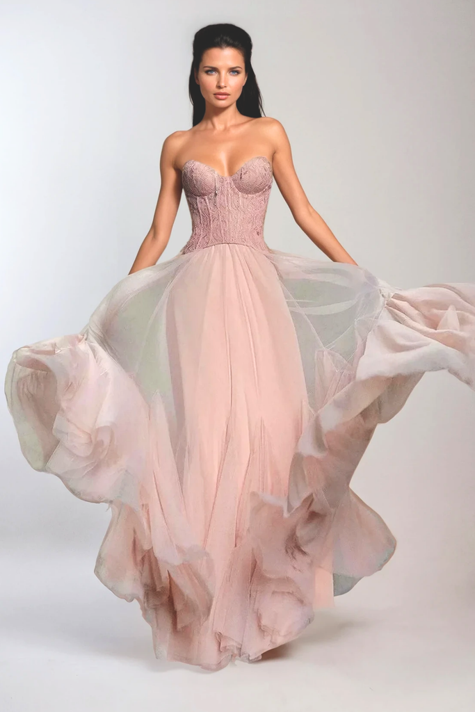 Stylish beautiful dress | Beppe Lace Corset Tulle Dress In Blush - Ideal for special occasions