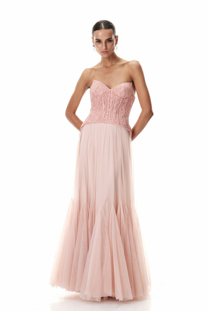 Stylish beautiful dress | Beppe Lace Corset Tulle Dress In Blush - Ideal for special occasions