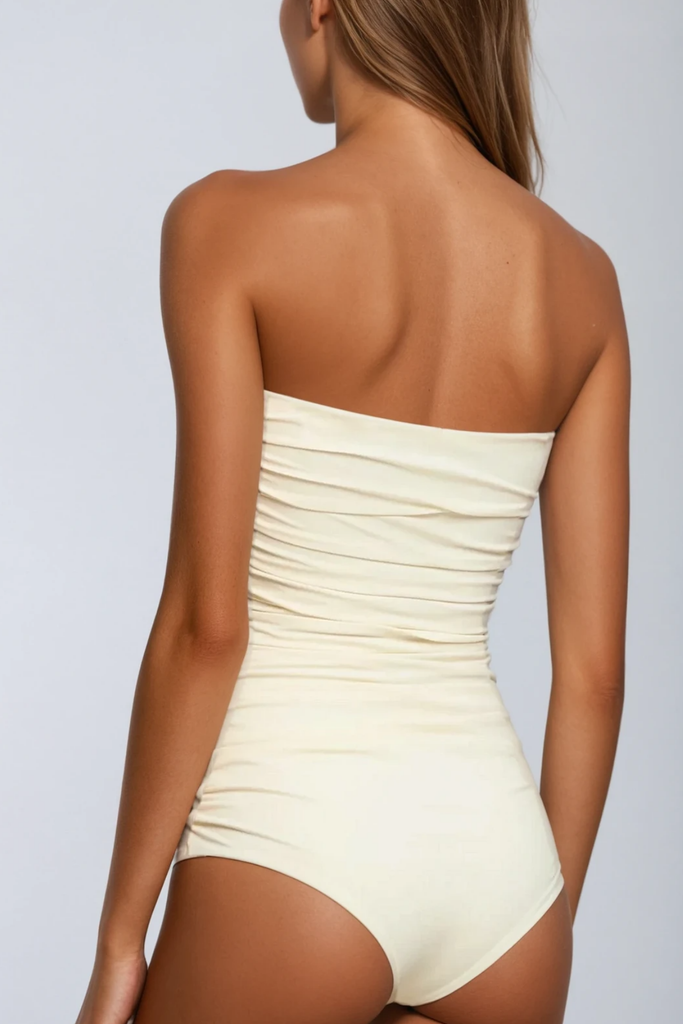 Shop  beautiful dress - Perfect for special occasions | Berach Ruched Flower One Piece Swimsuit In Cream