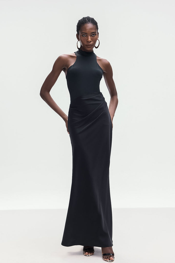Stylish black dress | Beres Tank Top Satin Maxi Dress In Black - Ideal for special occasions