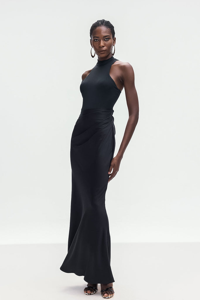 Stylish black dress | Beres Tank Top Satin Maxi Dress In Black - Ideal for special occasions